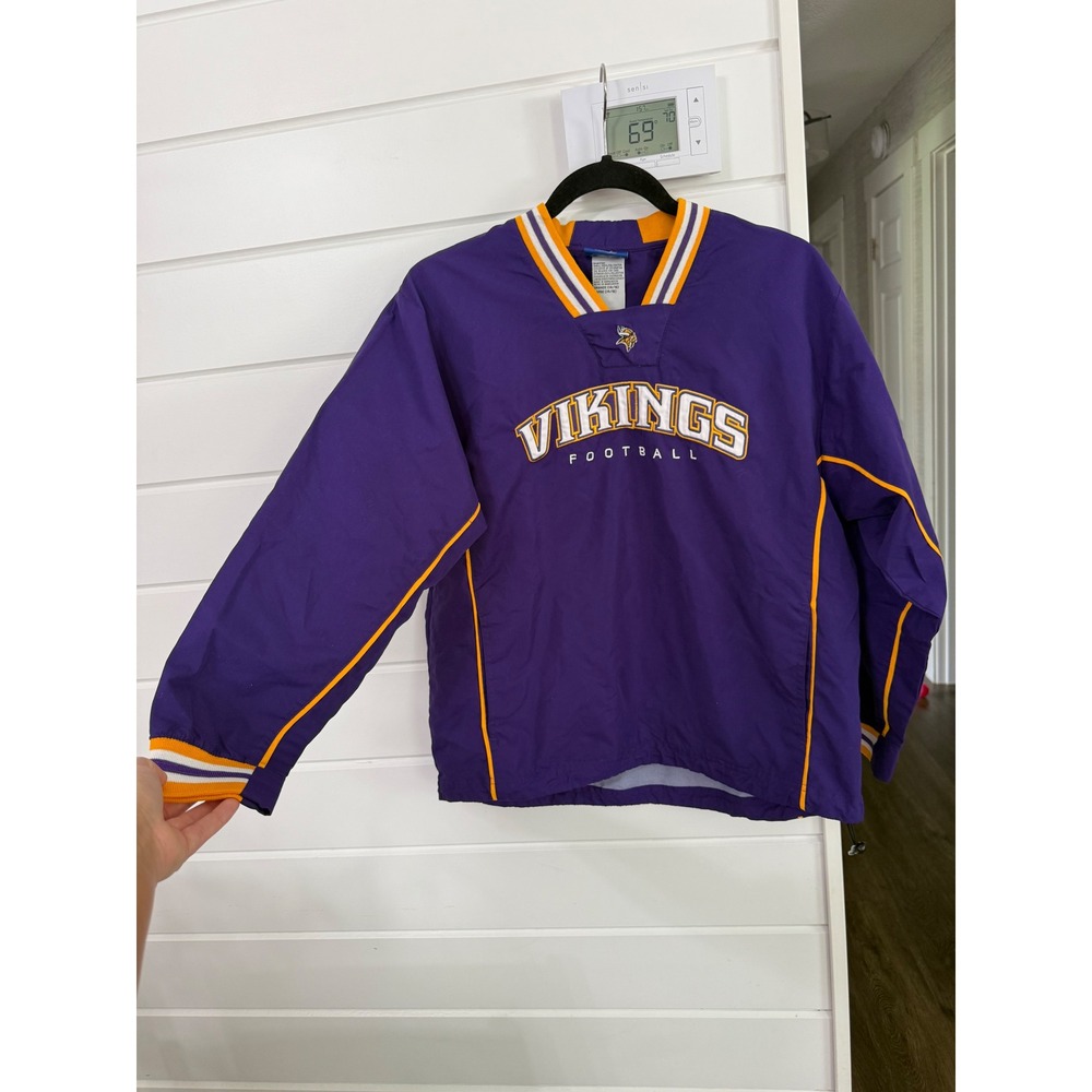 Vintage Reebok NFL Minnesota Vikings Kid Large 14/16 Windbreaker Pullover Purple